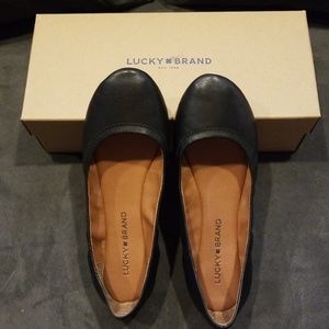 Lucky Brand 7.5M Black Flats. Brand New with box.